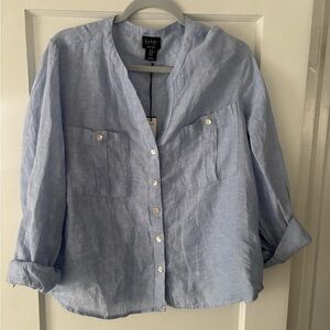 Karen Millen Light Blue 100% linen Button Down Shirt